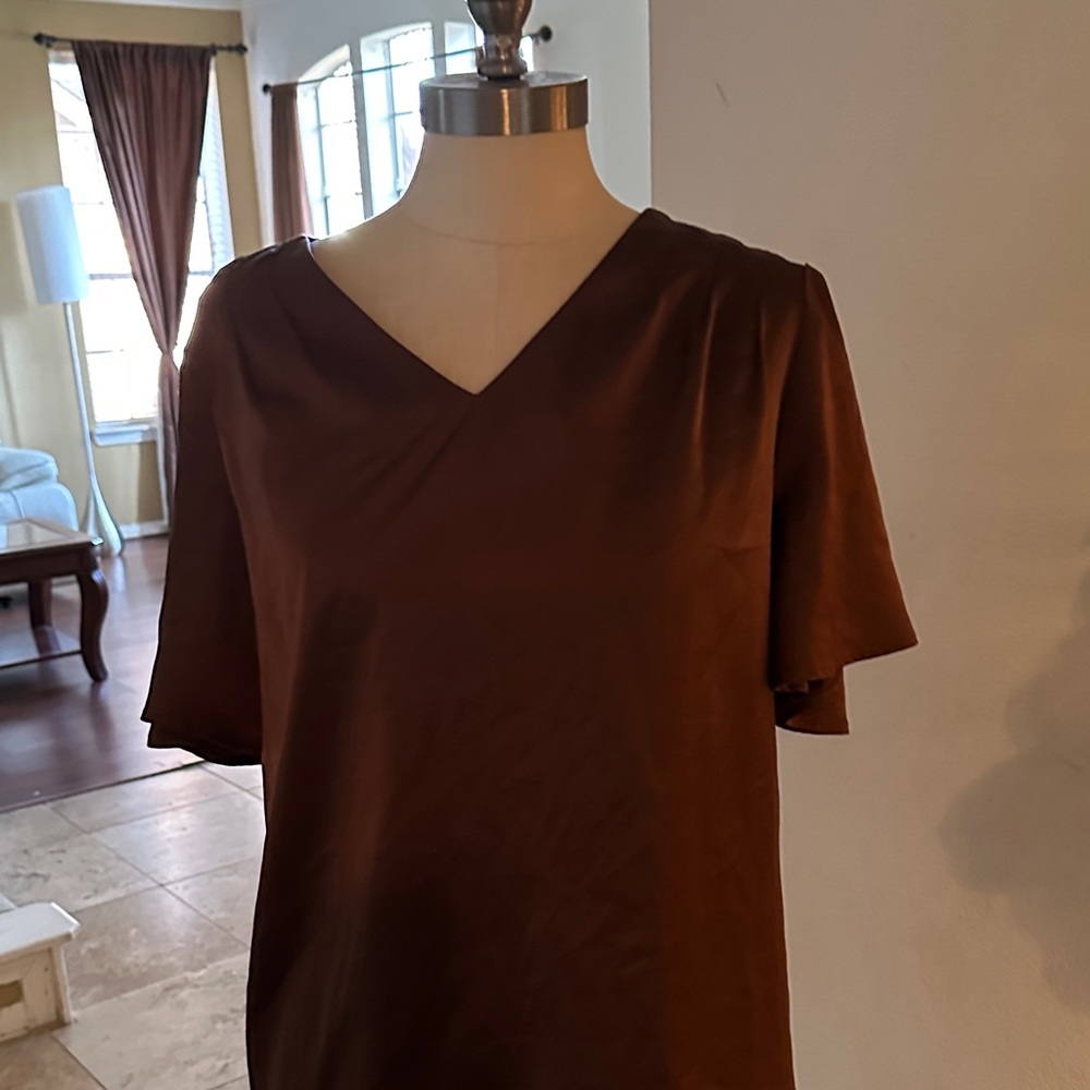 MOTF Chocolate Brown V-Neck Blouse